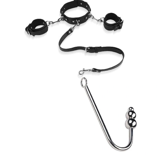 Hook Beaded Anal with Collar and Elegant Cuffs 5334 0326